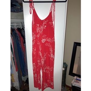 Red floral jumper with cropped tank